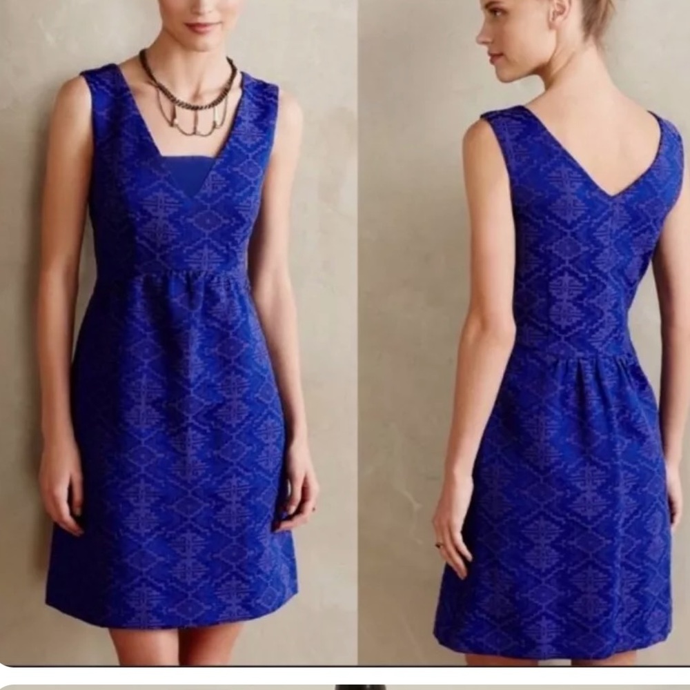 Anthropologie Royal Blue Textured Mini Dress